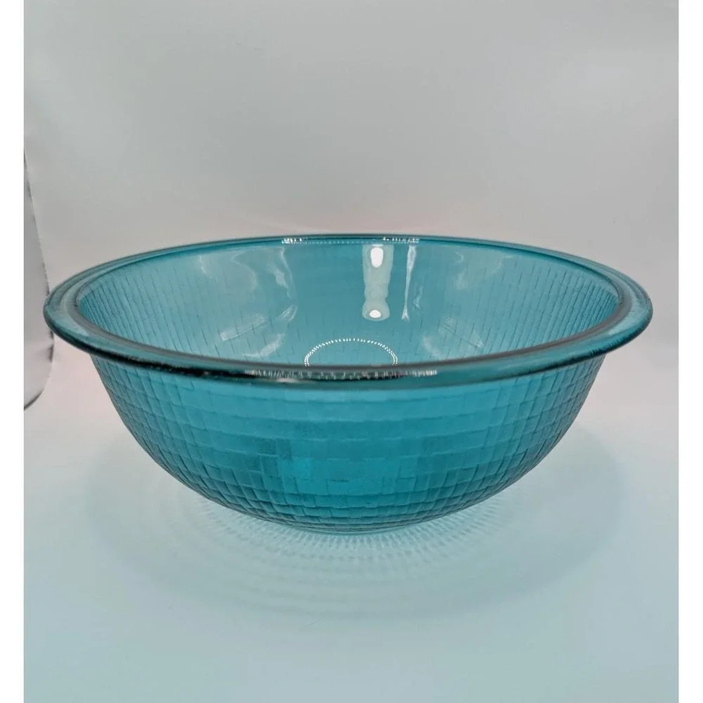 Pyrex Glass Peacock Turquoise Teal Basketweave 10